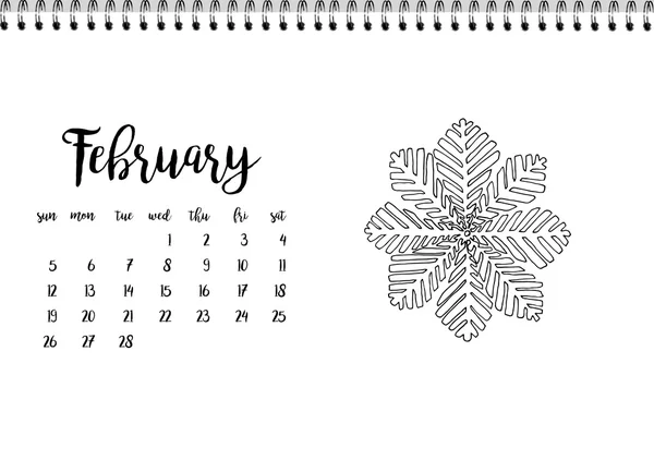 Ημερολόγιο 2017 για το μήνα Φεβρουάριο. — Διανυσματικό Αρχείο