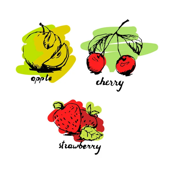Mano dibujado hermosas frutas — Vector de stock