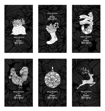 Noel kartları kümesi tebrik