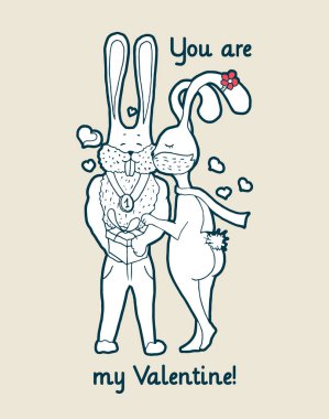 Şirin ve şık tavşan ile tebrik kartı