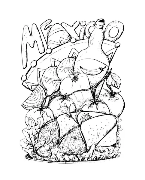 Affiche cuisine Mexique — Image vectorielle