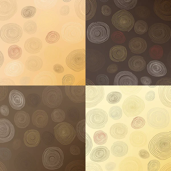 Stylized wooden spirals textures set — Stock Vector