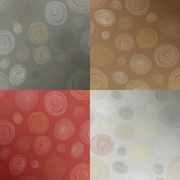 Stylized wooden spirals textures set — Stock Vector