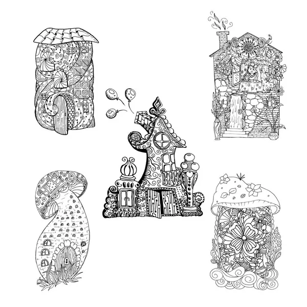 Feenhäuser mit Ornamenten — Stockvektor
