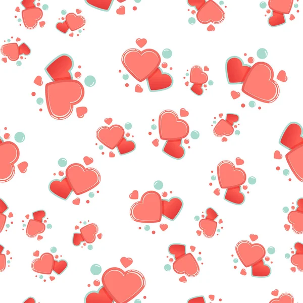 Seamless pattern with hearts and dots — Stock Vector