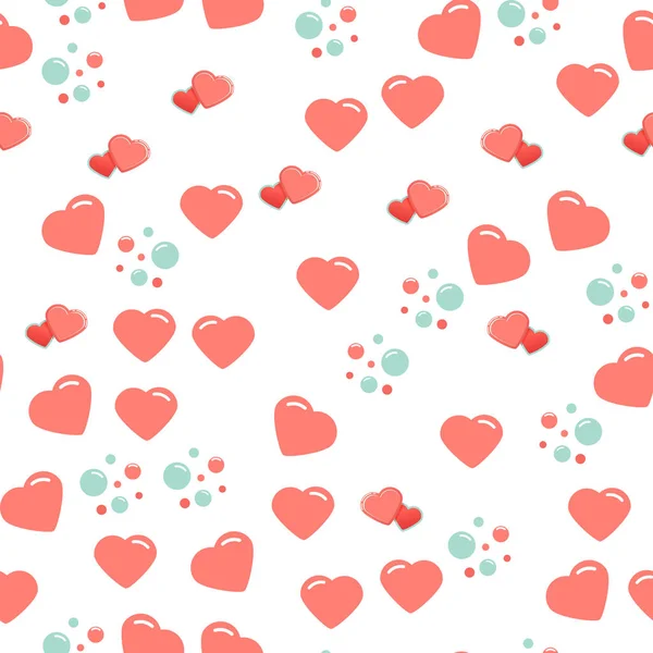 Seamless pattern with hearts and dots — Stock Vector