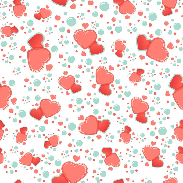 Seamless pattern with hearts and dots — Stock Vector