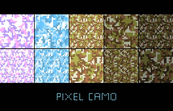 Pixel camo vzor bezešvé — Stockový vektor