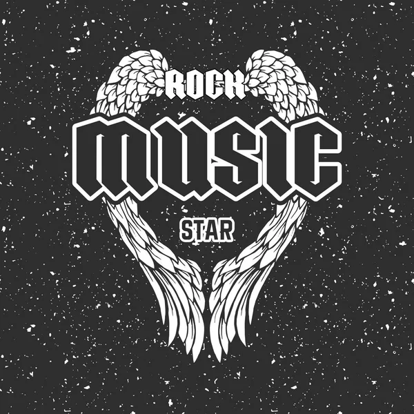 Wings and text Rock music star — Stock Vector