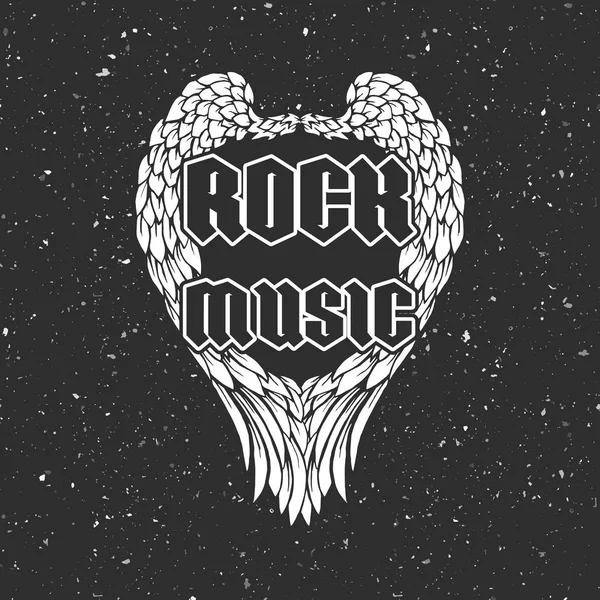 Angel wings e texto Rock music — Vetor de Stock