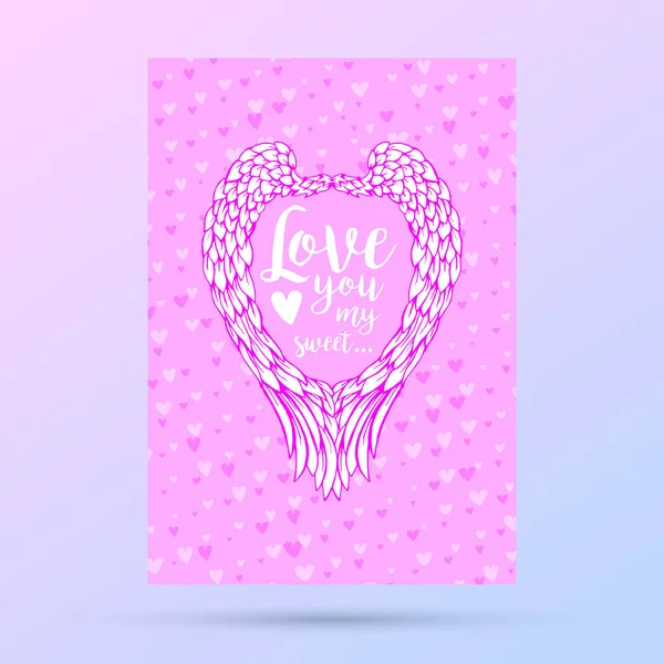 Pembe Sevgililer günü kartı — Stok Vektör