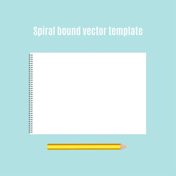 Spiral bound horizontal notepad and pencil. — Stock Vector