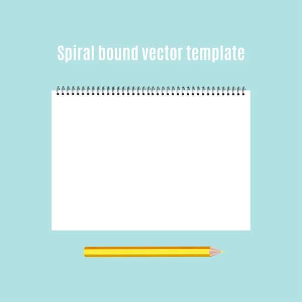 Spiral bound horizontal notepad and pencil. — Stock Vector