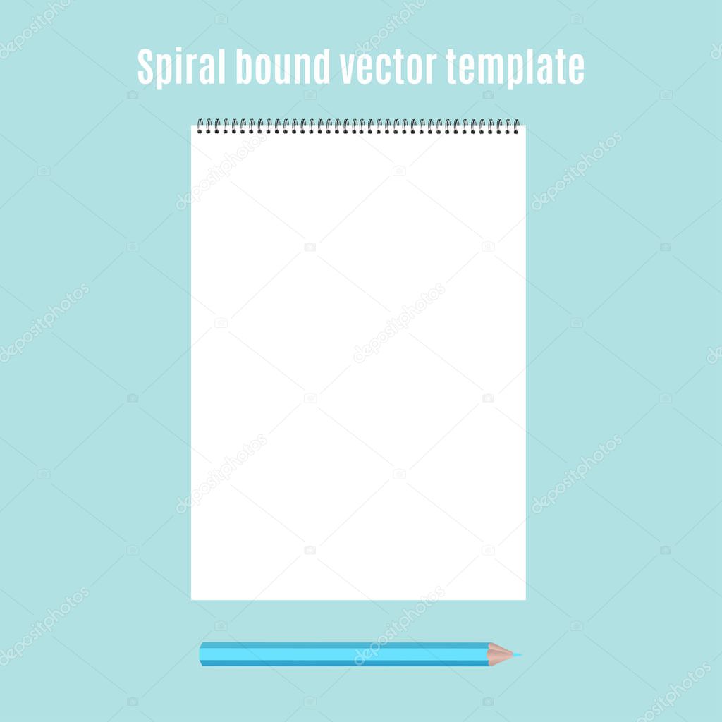 Spiral bound horizontal notepad and pencil