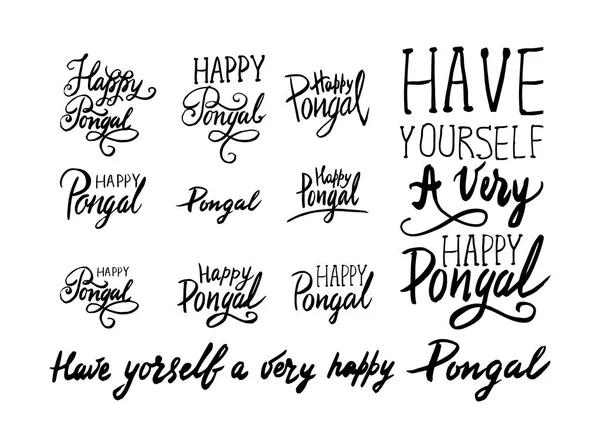 Pongal holiday letterings set — Stock Vector