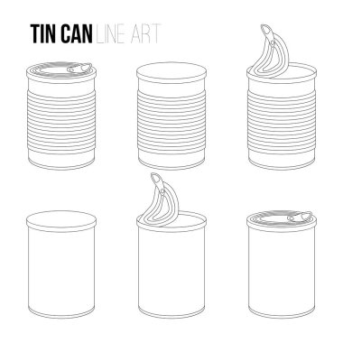 set of linear tin cans clipart