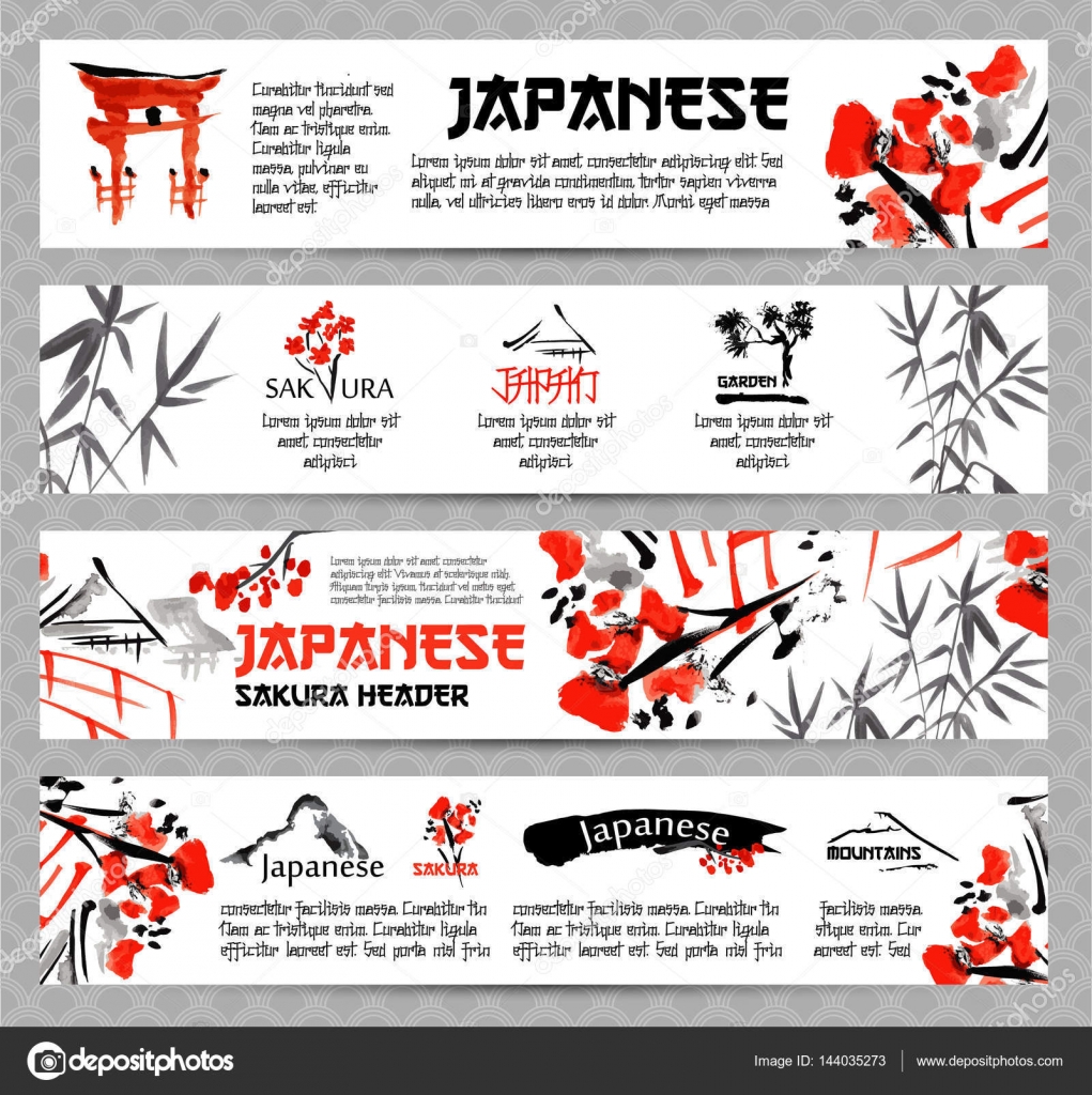 Horizontal banners in japanese style Stock Vector Image by ©ilonitta