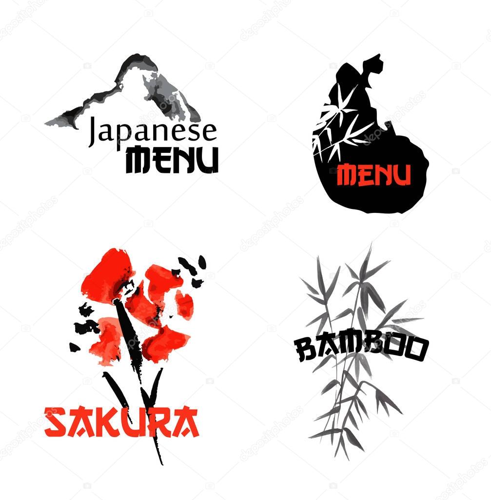 Logo templates set with asia elements