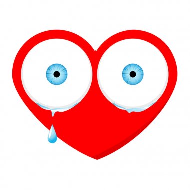 gözler ve gözyaşları ile kalp simgesi