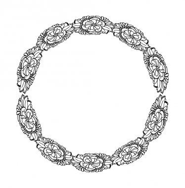 Etnik çiçek dekoratif yuvarlak öğe