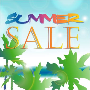 Yaz satış poster yaprakları ile 