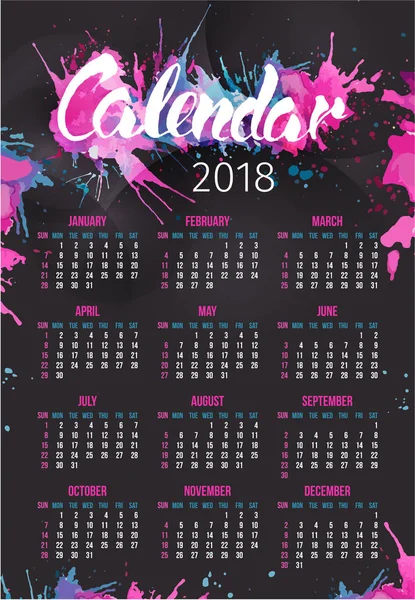 Calendário 2018 ano . — Vetor de Stock