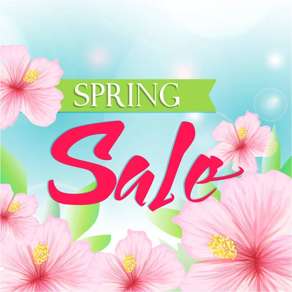 Manifesto vendita primavera con fiori — Vettoriale Stock