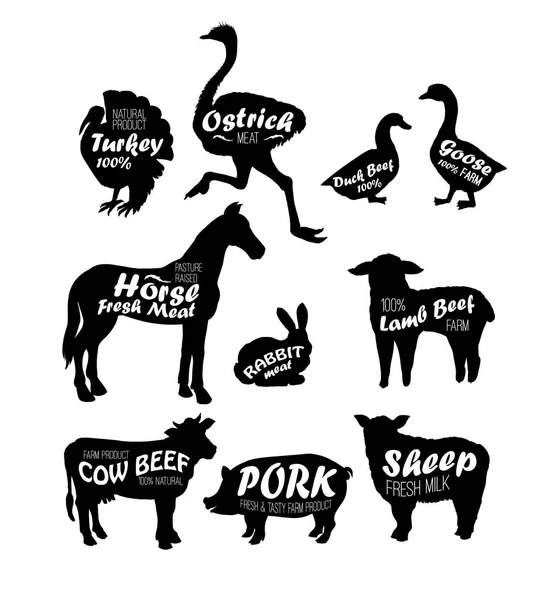 Farm állatok logó vintage — Stock Vector