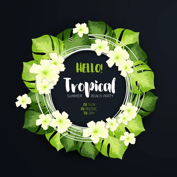 Tropical Beach Party Circle Banner — Stock Vector