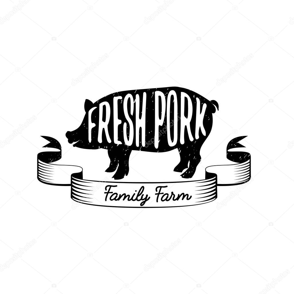 Emblem of a family farm with fresh pork