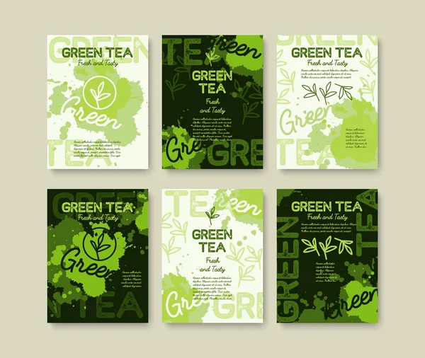 Green tea poster or banners — Stock Vector