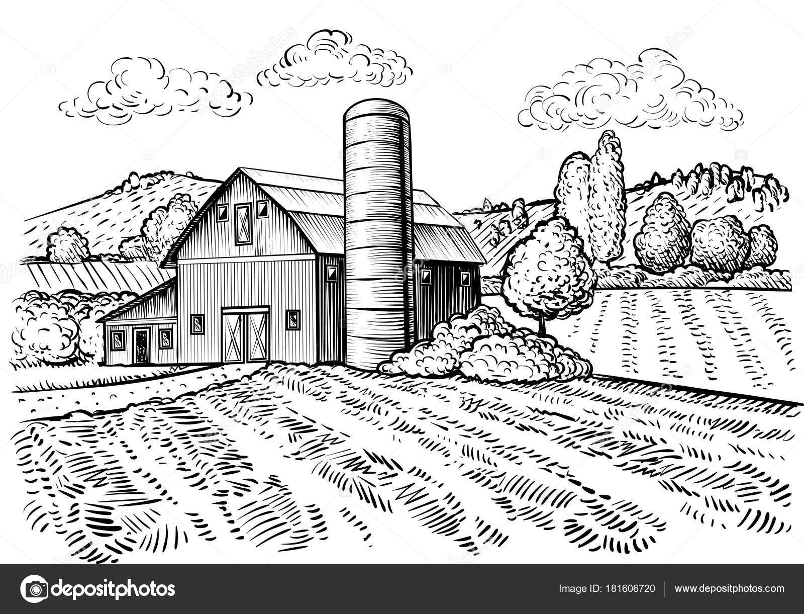 How To Draw A Farm Landscape 