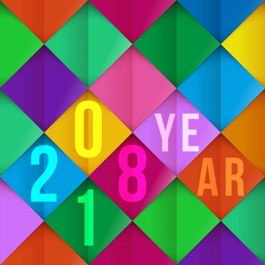 Tatil desen yeni yıl 2018 sorunsuz arka plan üzerinde renkli rhombus vektör çizim. Renkli parçalar vektör sanat geometrik tatil kartpostal