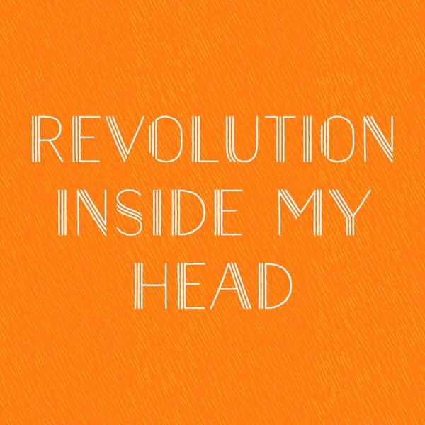 私の頭 モットー オレンジ色の背景の中の革命 モットー フランネル バナーのベクトル図 — ストックベクタ