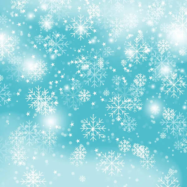 Fondo Azul Copo Nieve Navidad Nevada Vector Ilustración Patrón Invierno — Vector de stock