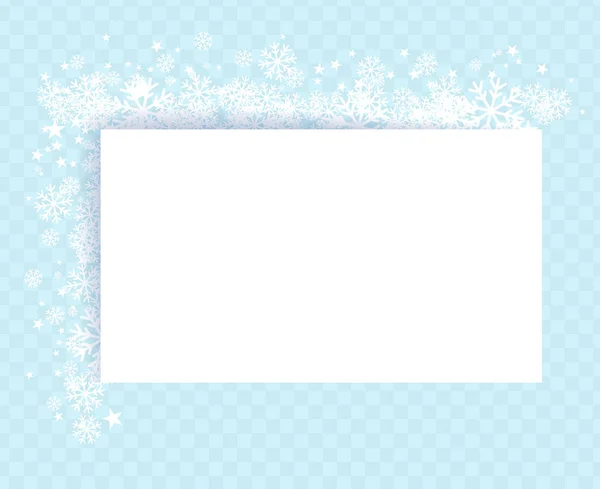 Flocon Neige Hiver Fond Bleu Pour Saluer Texte Sur Carte — Image vectorielle