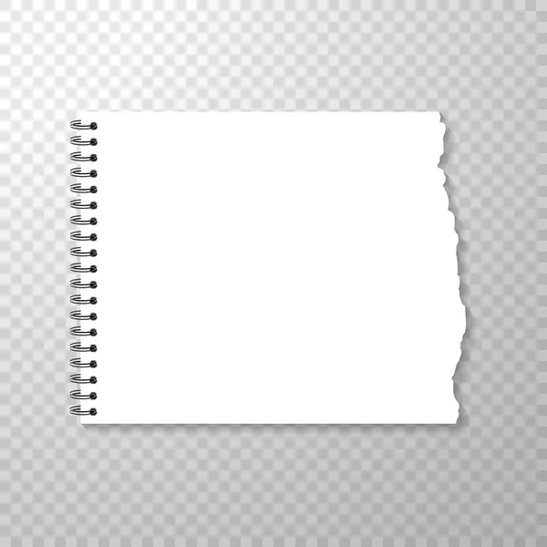 Trozo Desgarrado Papel Cuadrado Horizontal Spiral Bound Notebook Página Limpia — Vector de stock
