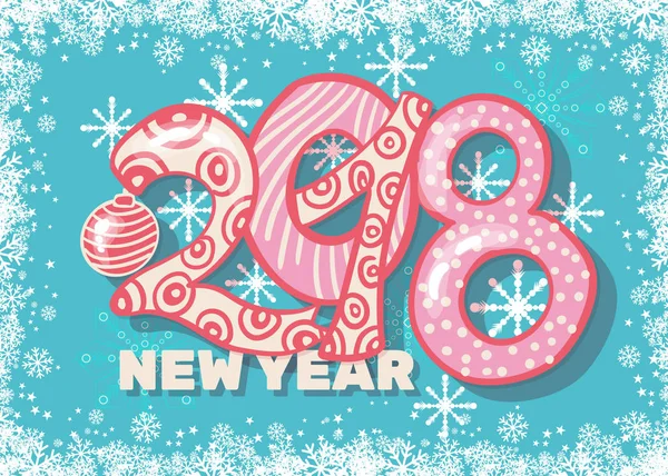 Vánoční Motiv Rukou Barevné Nápisy 2018 Šťastný Nový Rok Modré — Stockový vektor