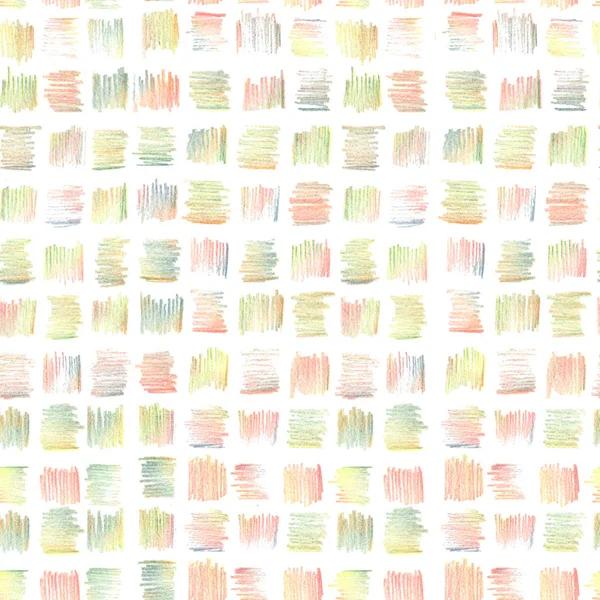 Patrón Sin Costuras Con Lápices Pastel Multicolores Trazos Forma Cuadrada — Foto de Stock