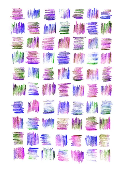 Bezproblémové Vzor Vícebarevné Tahy Tužky Pastel Tvaru Square Izolovaných Bílém — Stock fotografie