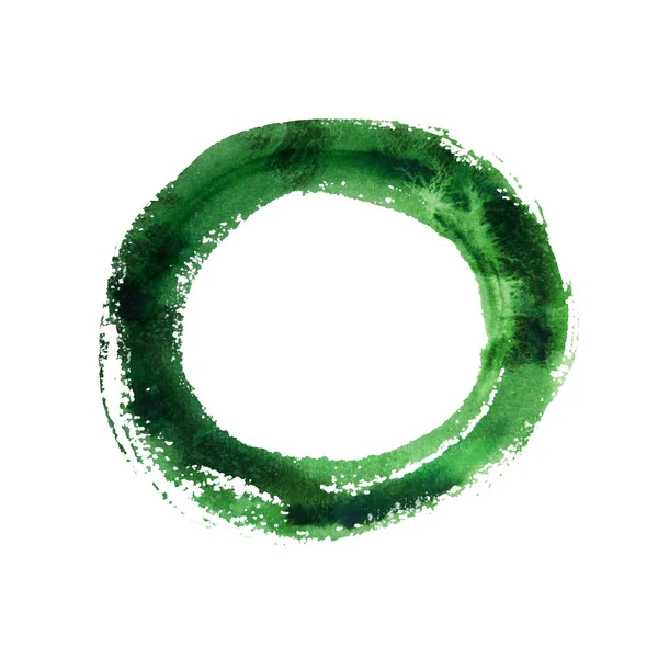Zelená Akvarel Ring Izolovaných Bílém Pozadí — Stock fotografie