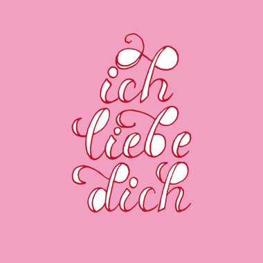 Pembe arka planda Liebe Dich harfleri var.