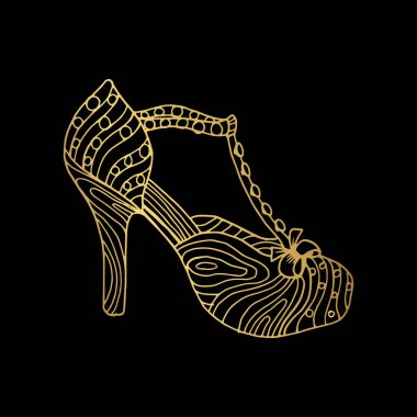 Kadın yüksek topuklu ayakkabı siyah arka plan üzerine.