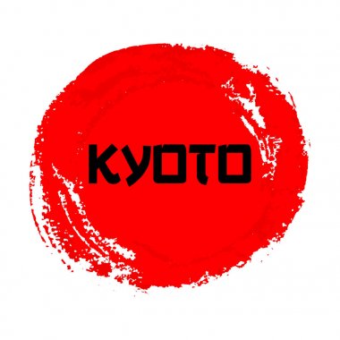 Kyoto kırmızı beyaz arka plan üzerinde izole işareti