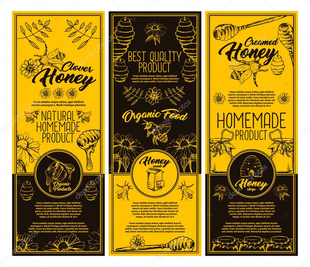 Set of stickers for clover honey bottle.