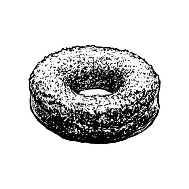 Beyaz arka plan üzerinde izole çörek kroki simgesi.