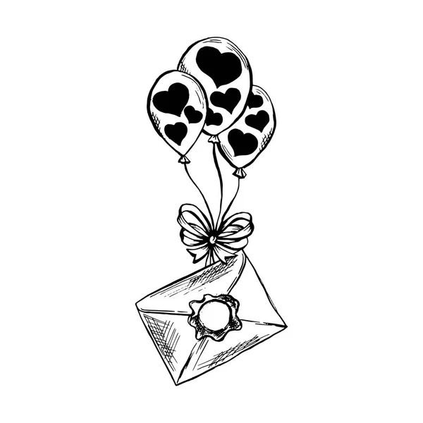Ballons Air Avec Letterin Sketch Style — Image vectorielle