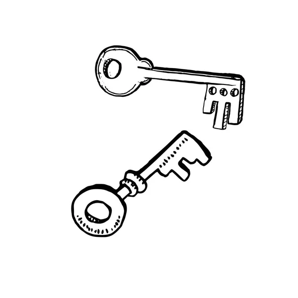 Door Keys Sketch Style Isolated White Background — Stock Vector