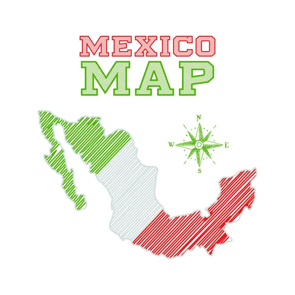 Boceto México Mapa Colores Bandera Nacional — Archivo Imágenes Vectoriales