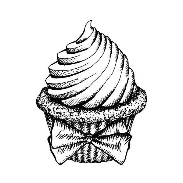 Icône Croquis Gâteau Isolé Sur Fond Blanc — Image vectorielle